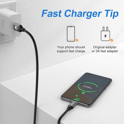USB Type-C to a Cable 5Pack 6Ft Braided Fast Charging 3A Quick Charger Cord, 6 Foot Compatible Iphone 17/17 Pro/16E/16/15 Pro Max,Samsung Galaxy S10 S9 S8 Plus, Note 10 9 8, LG V50 V40 G8 G7(Grey)
